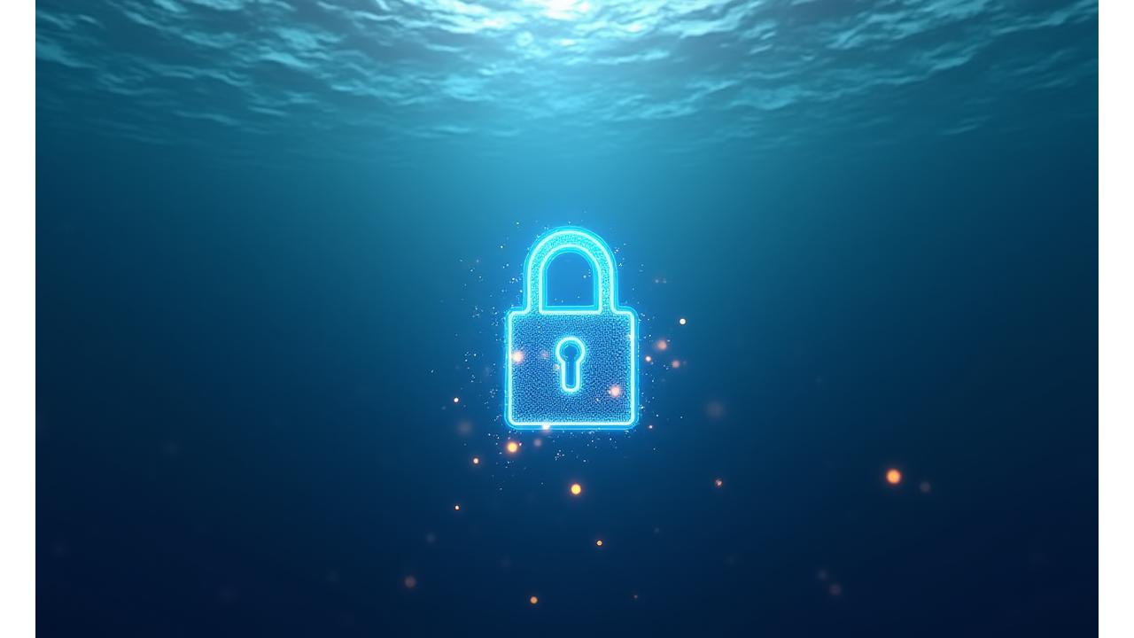 鍵と海のイメージ。情報のセキュリティを象徴する